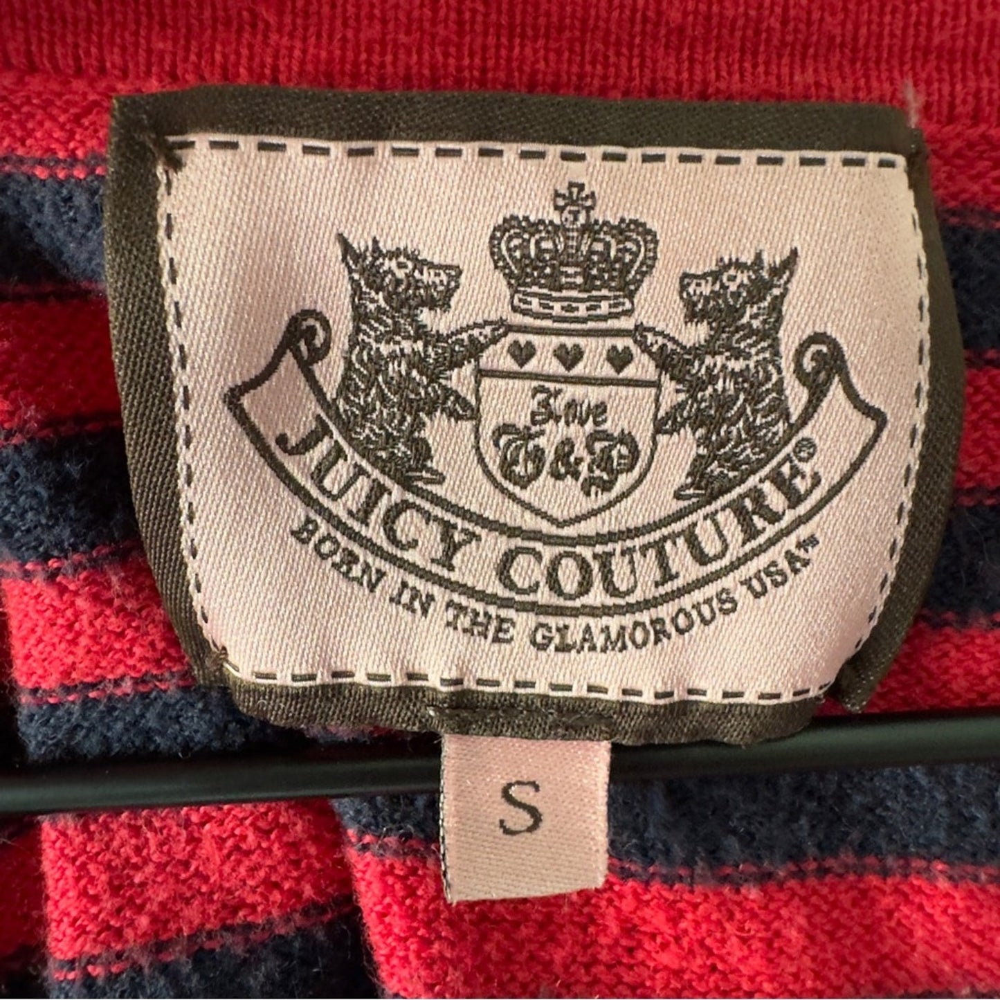 Juicy Couture Vintage Y2K Babydoll Cotton/Silk/Cashmere Sweater Top Striped Bow