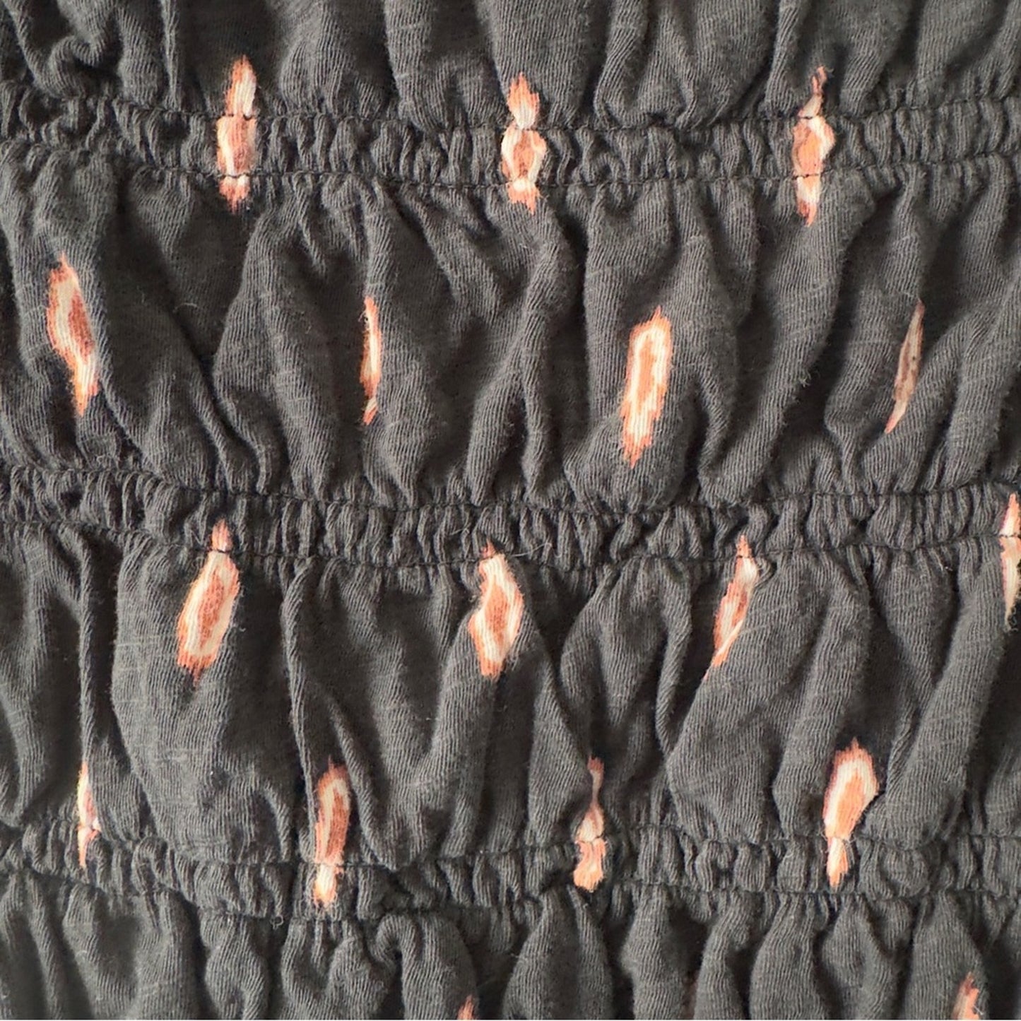 Anthropologie Smocked Tube Top 100% Cotton Chic Black Strapless Pattern Smock M