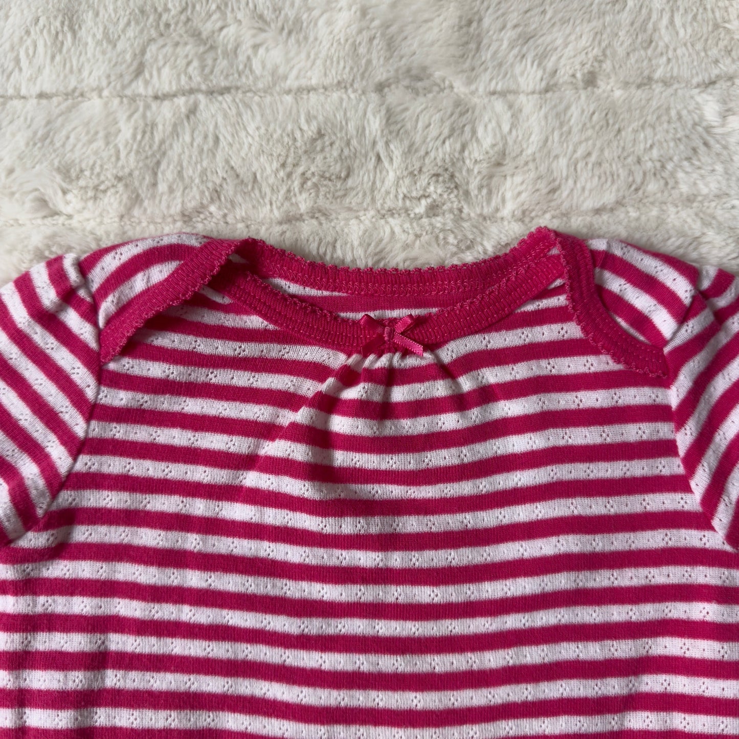 Garanimals 6–9 months long sleeve striped onesie snaps cotton blend pink white