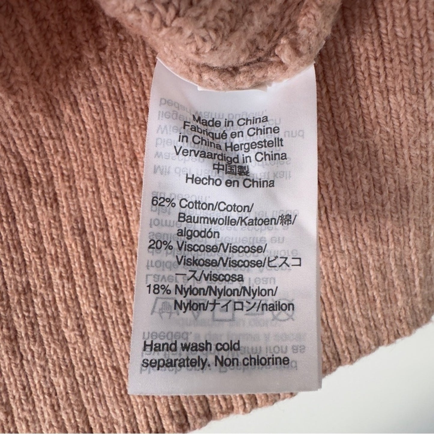 Madewell Soft Pink Crewneck Sweater high low hem slit long sleeve front pockets