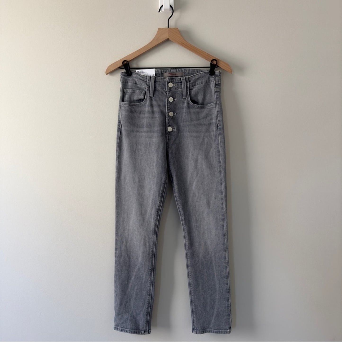 Joe’s The Luna High Rise Cigarette Crop Jeans Gray button fly skinny pockets NWT