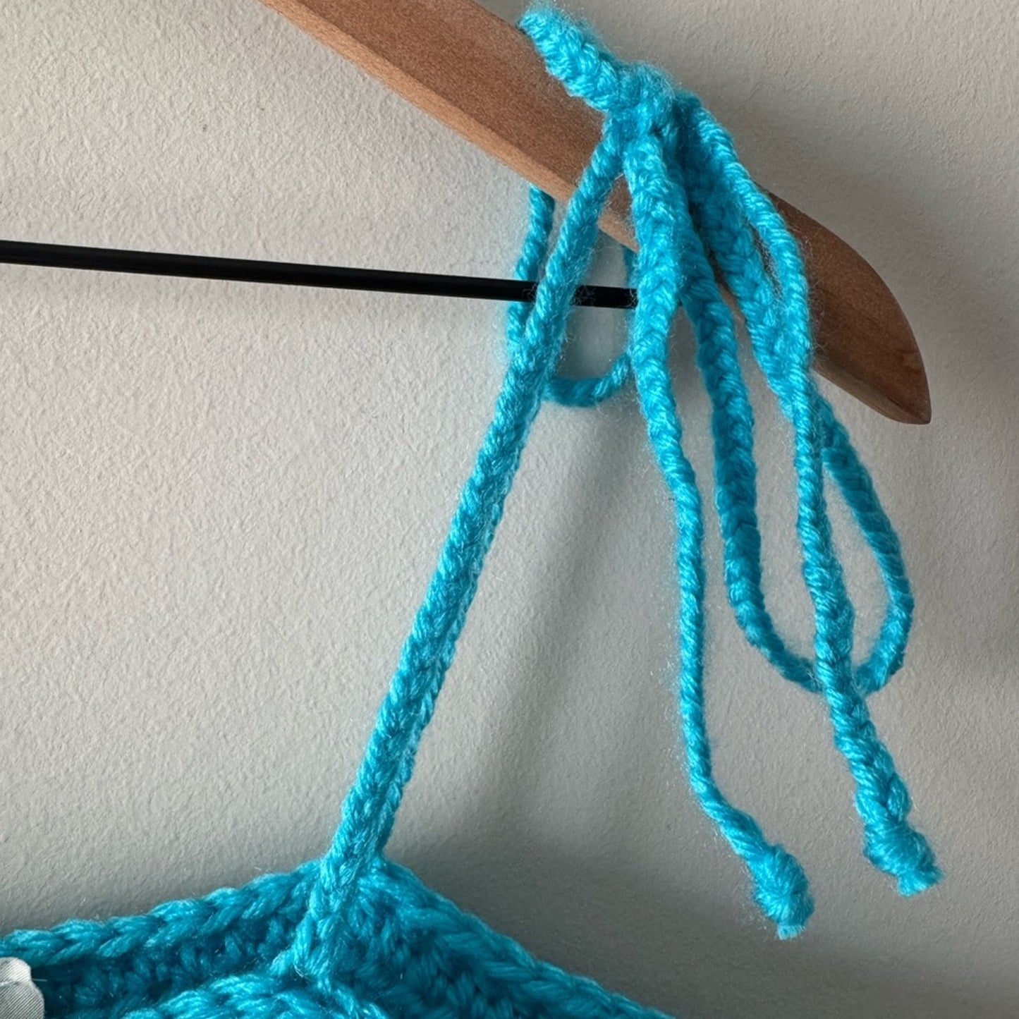 Handmade Crochet Adjustable Tie Strap Crop Top 100% Recycled Rainbow Tank Cami L