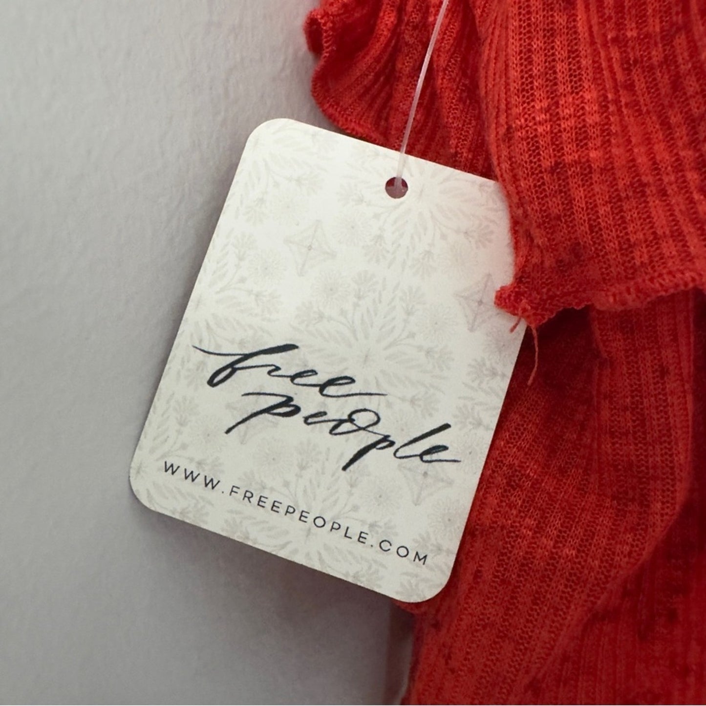 FREE PEOPLE Free-Est Ribbed Ruffle Cropped Top in Fiesta Red Tank Tiered Crop M