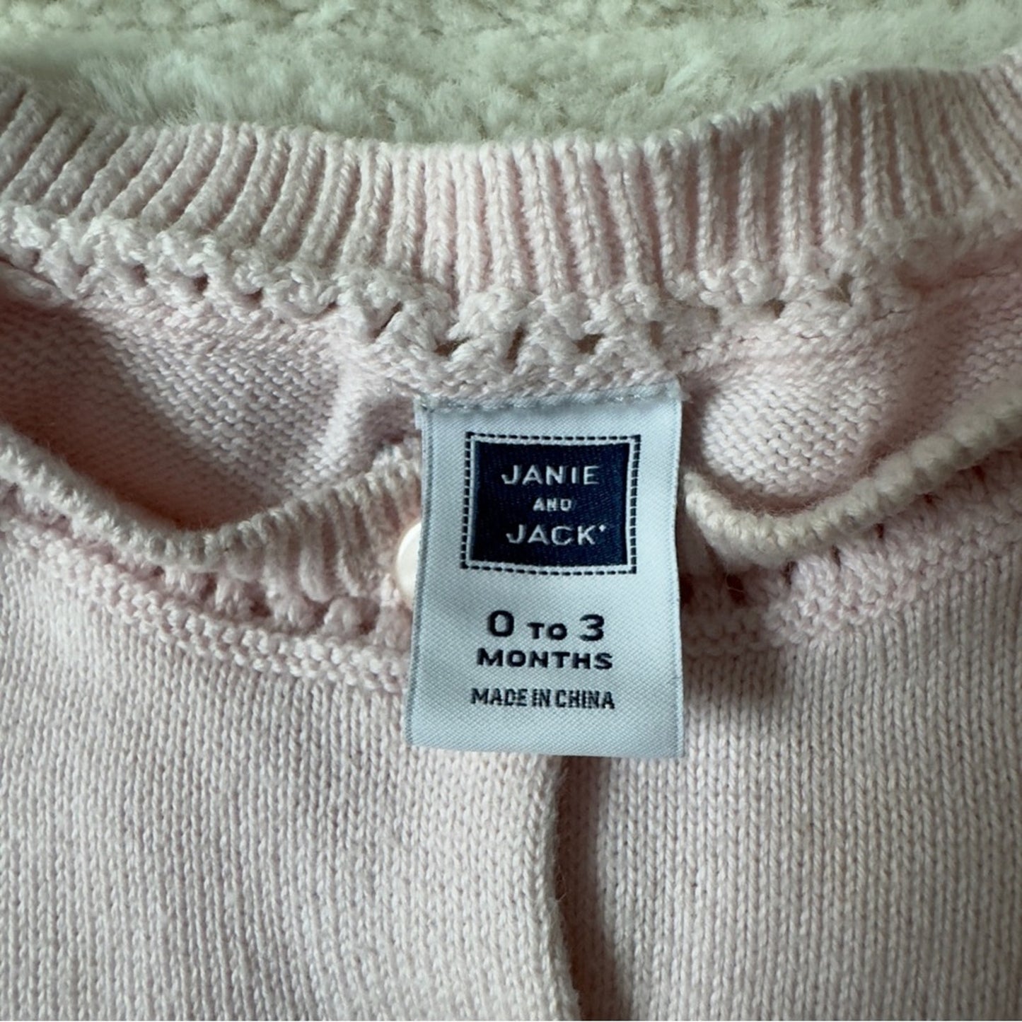 Janie and Jack 100% Cotton Blush Pink Baby Sweater cardigan long sleeve soft EUC
