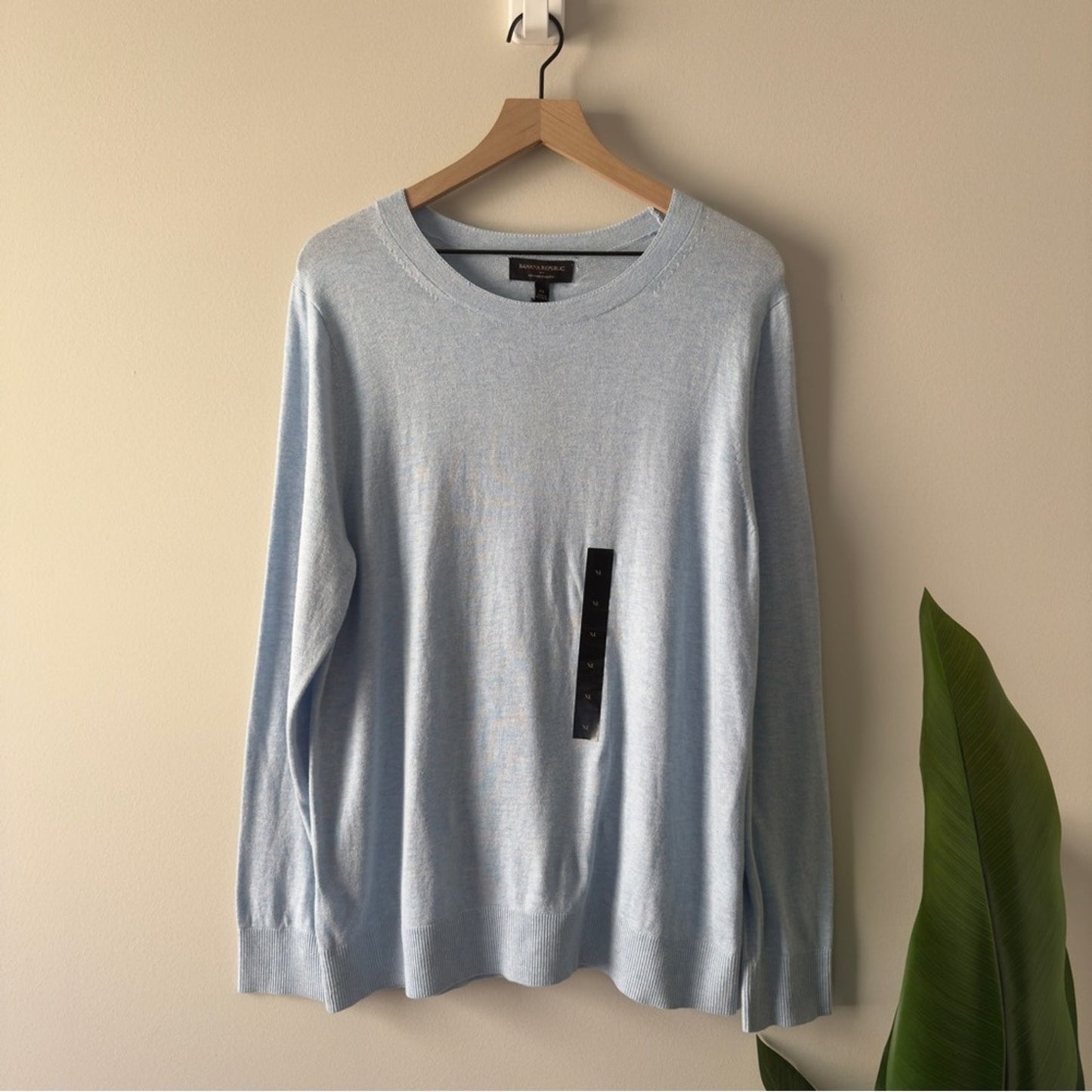 Banana Republic Light Blue Crewneck Sweater long sleeve Forever Yarn Cotton NWT