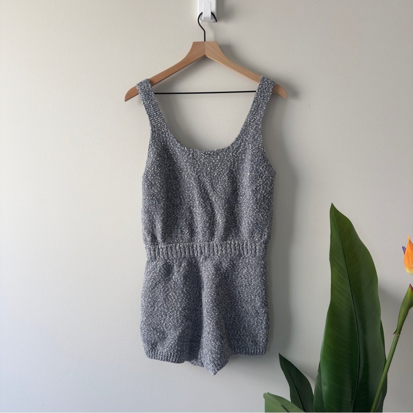 Free People FB Beach Knit Romper cream 100% cotton Declan pockets sleeveless M