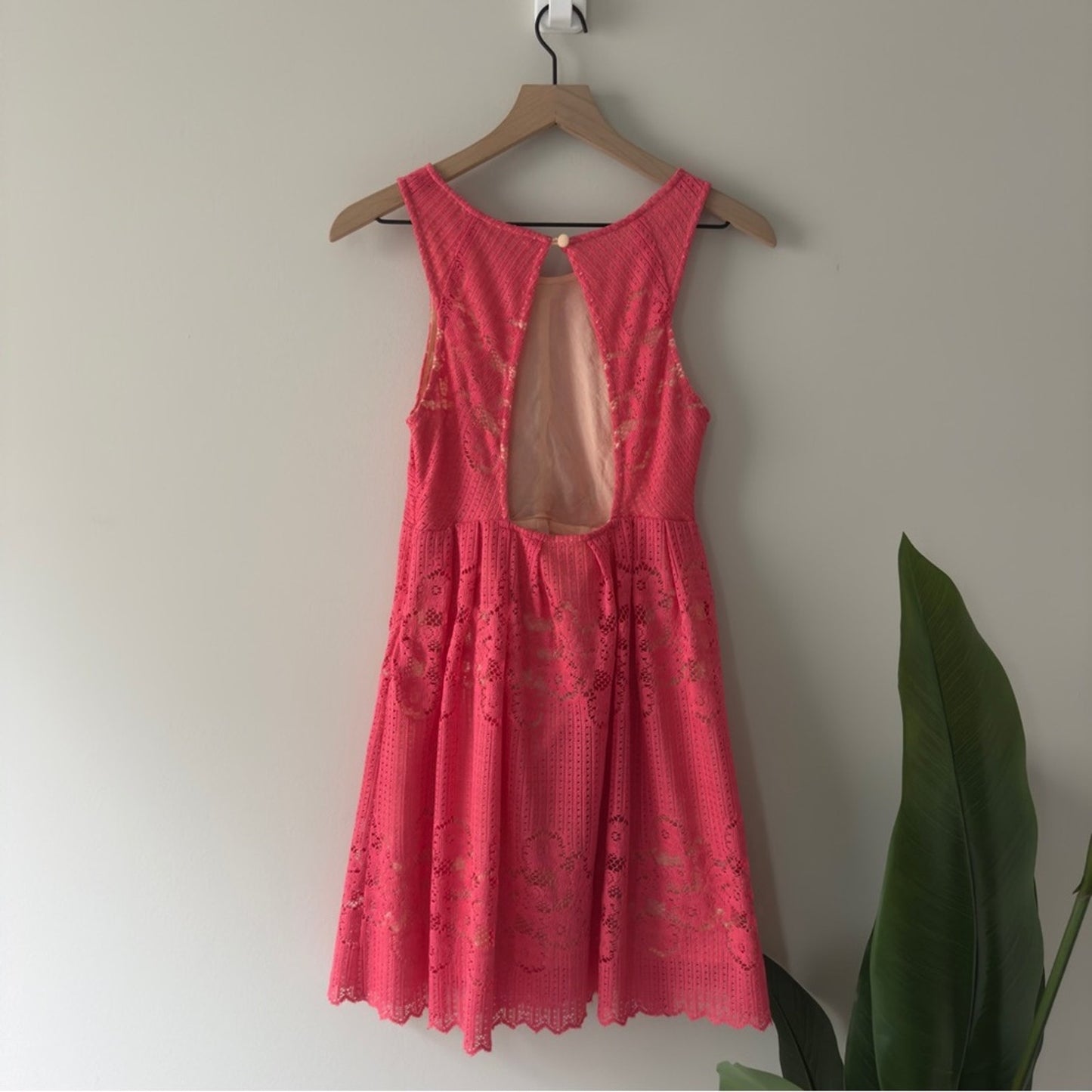 Free People Lace Rocco Dress Dusty Rose Pink cut out Backless mini dress cutout