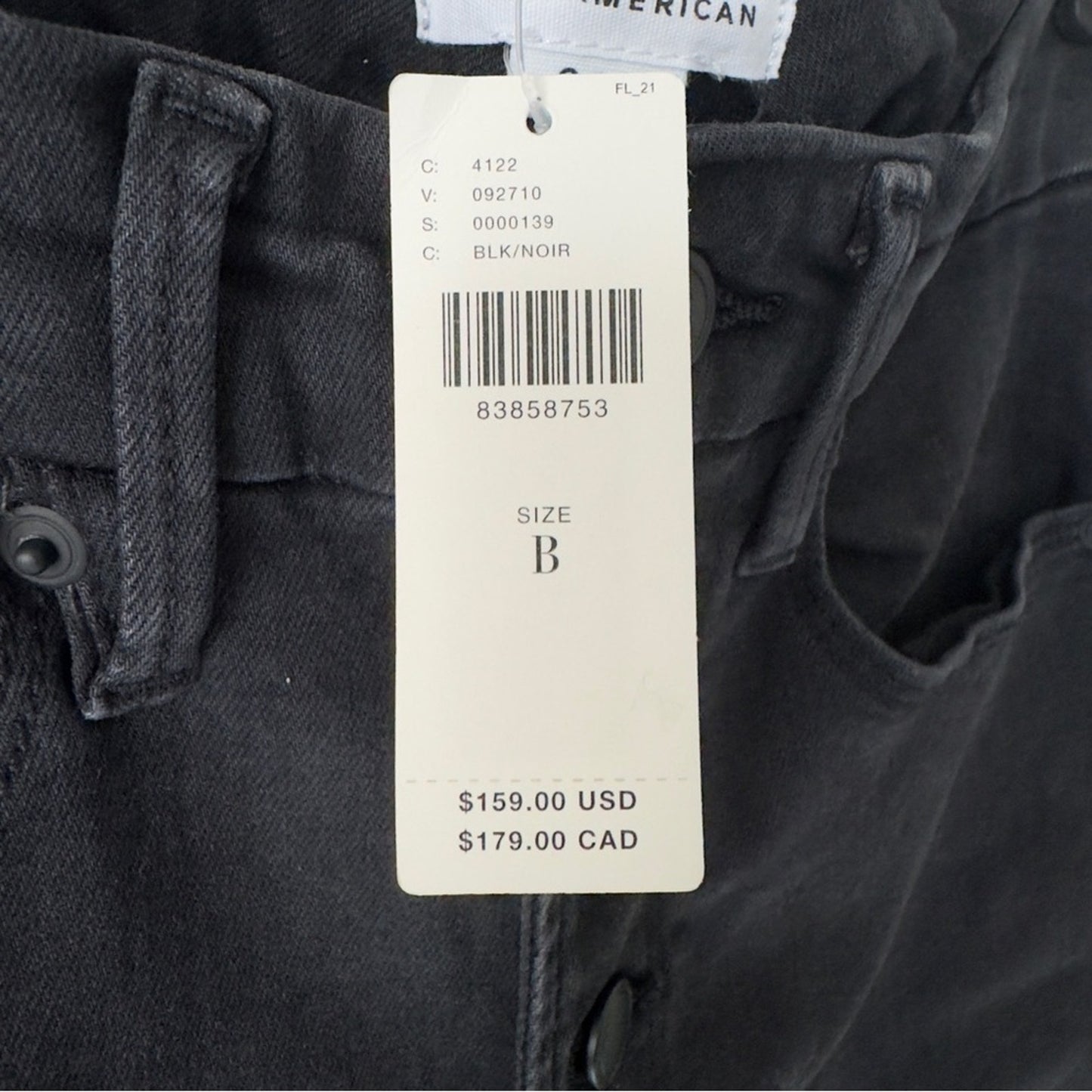 Good American Good Leg Button Fly High Rise Black Skinny Jeans Denim Classic NWT