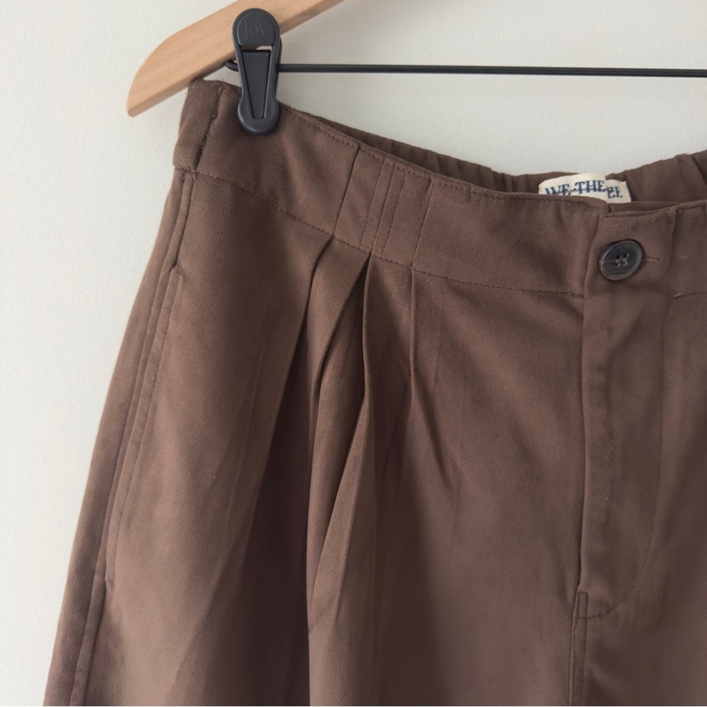Free People We The Free Straight On Suede Shorts Brown Retro Pleated Bermuda Zip