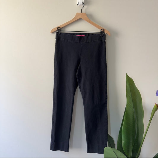 Lilly Pulitzer Cotton Blend Stretch Solid Black Ankle Cropped Tailored Pants EUC