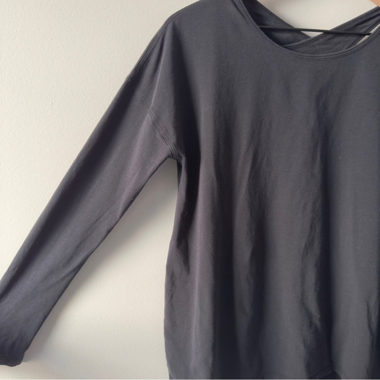 Lululemon Back Into It Long Sleeve in Black Top Crossover Cutout Athletic Casual