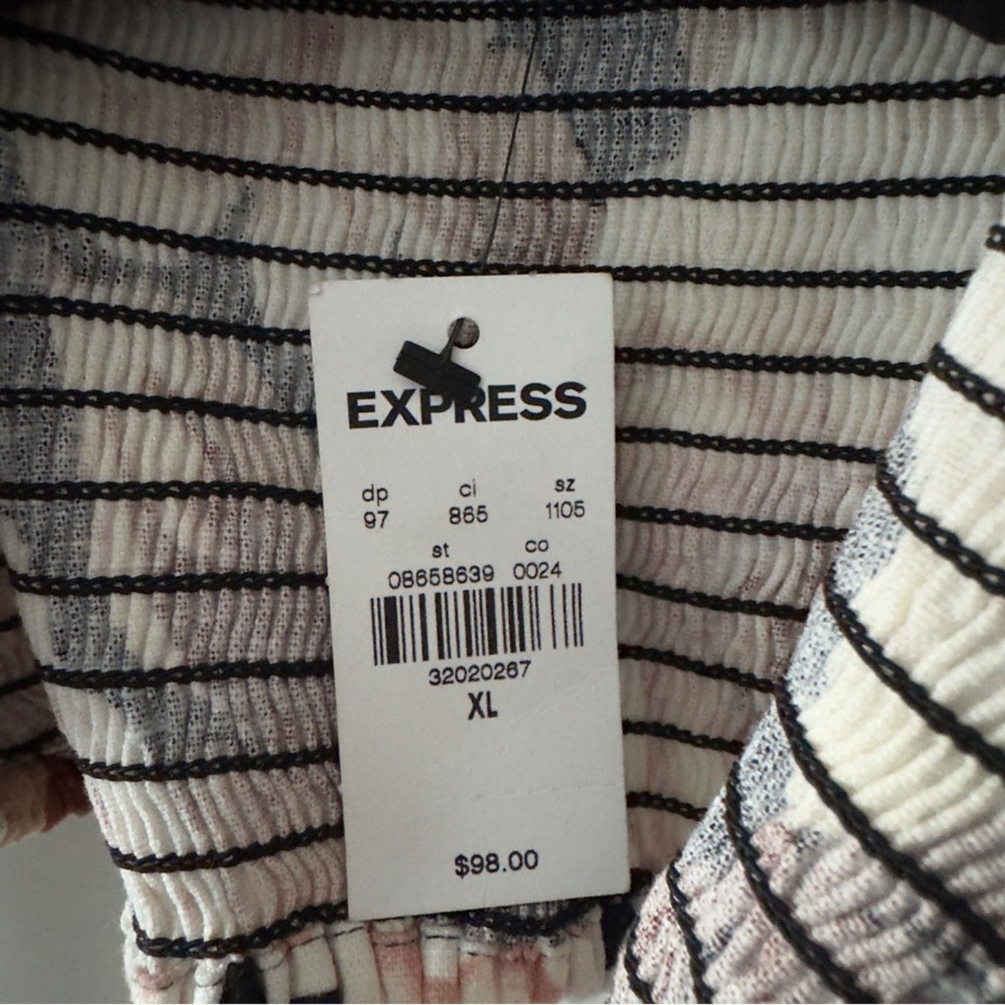 Express Floral Puff Sleeve Ruched pleated Crop top V-neck linen blend stretch XL