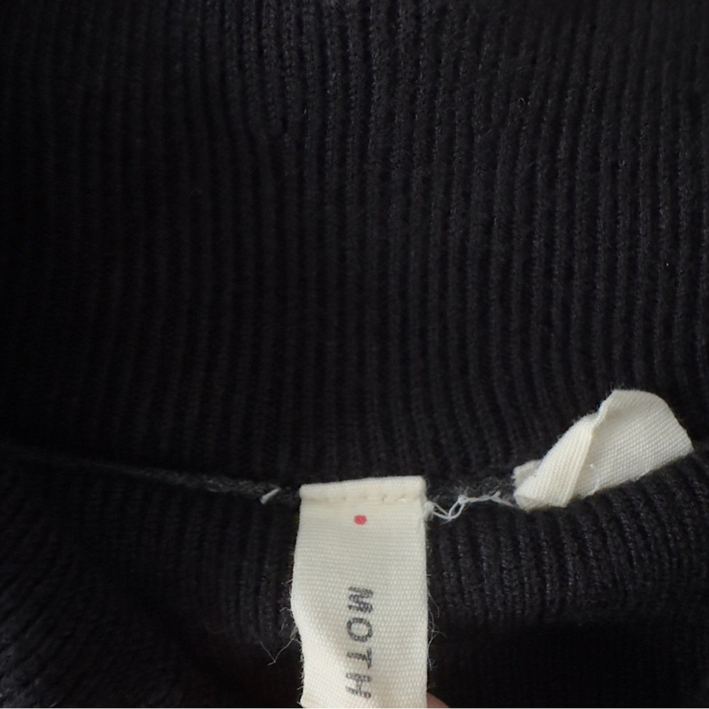 Anthropologie Moth Turtleneck Black Gray Ribbed Knit Dress Tie Waist long sleeve