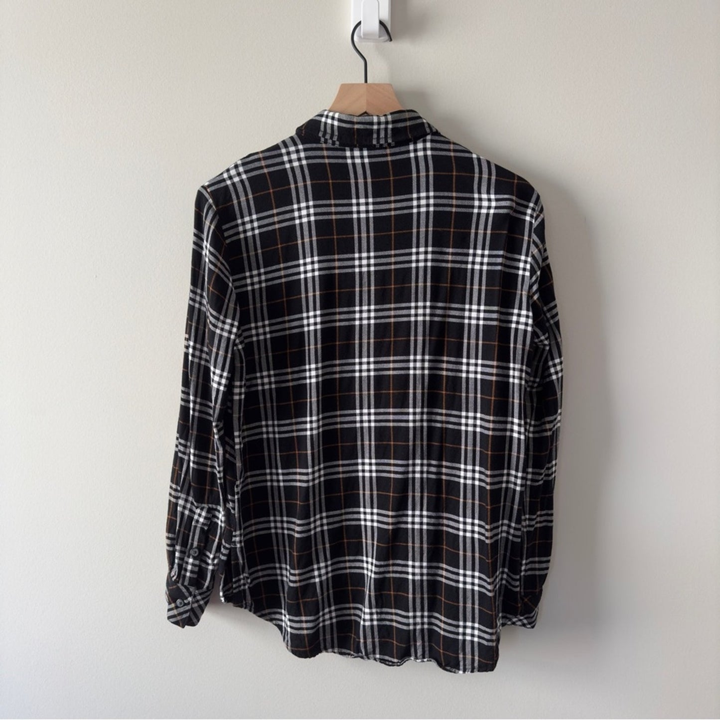 Sanctuary Anthropologie Plaid Button Down Shirt collared roll tab sleeve pockets