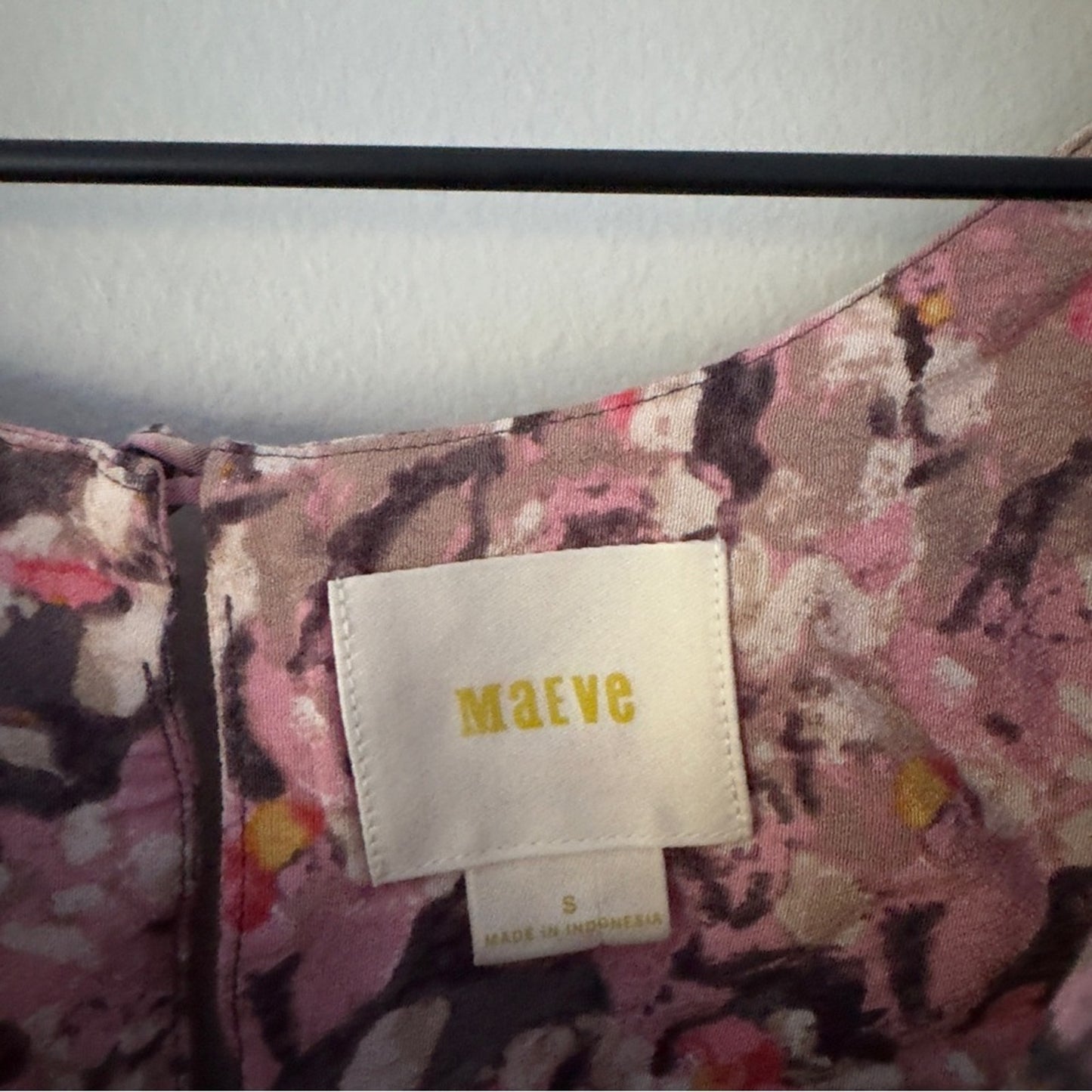 Maeve Anthropologie Cold Shoulder Top Short Sleeve Floral Print Button Keyhole S