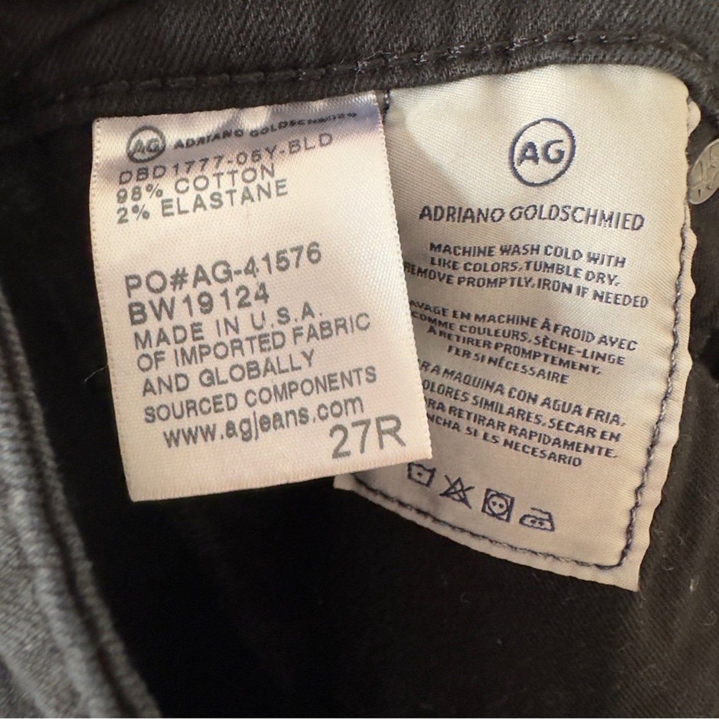 Adriano Goldschmied The Farrah Skinny Ankle Jeans Distressed Black cotton button