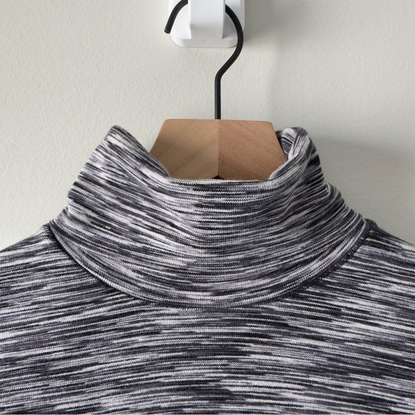 Free People Sunshine Turtleneck Top space dye Black and White 1/2 length sleeve