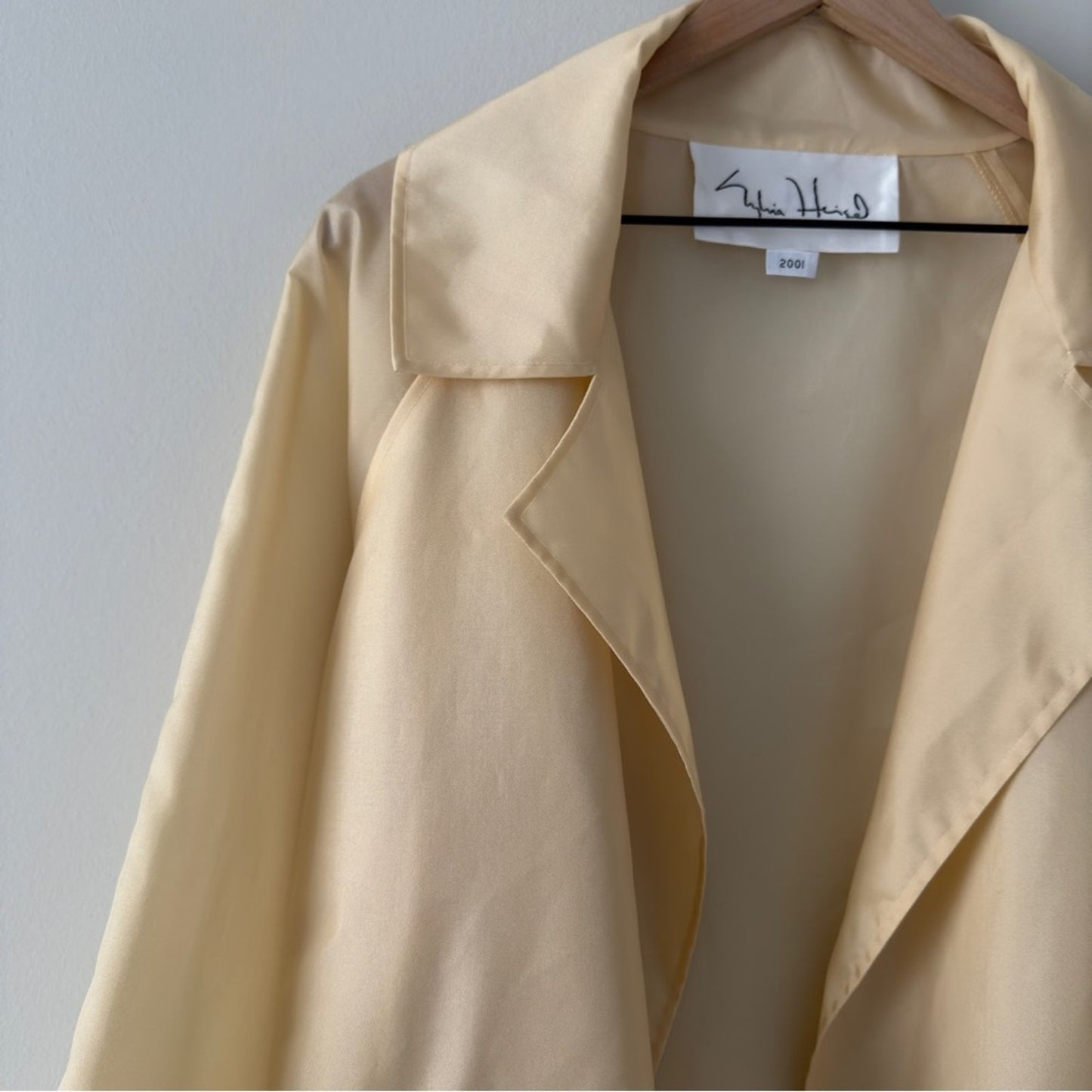 Vintage Sylvia Heisel 2001 Elegant Yellow Women's Coat Jacket long sleeve open S