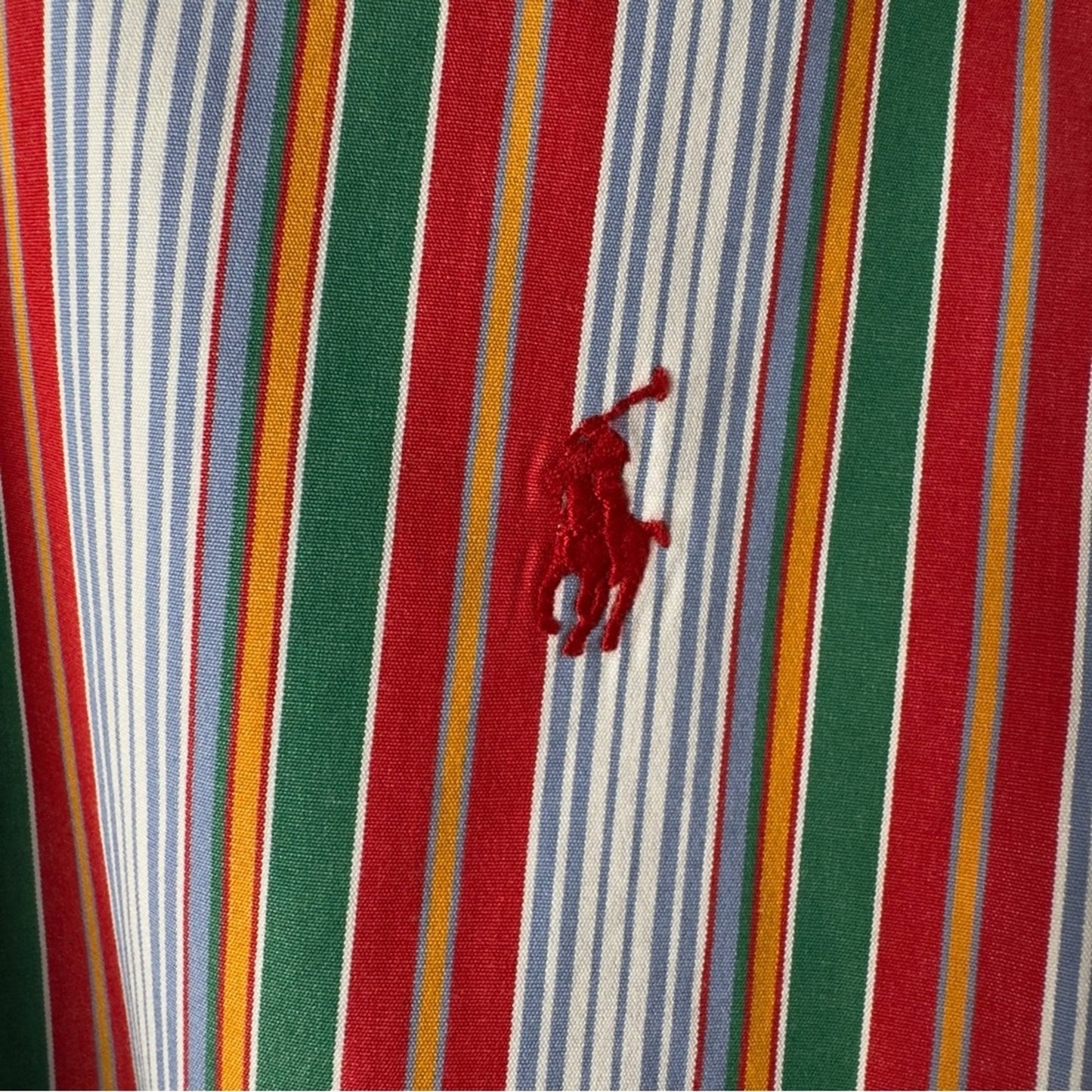 Ralph Lauren Blake 100% Cotton Striped Button Down Shirt Collared Colorful Large