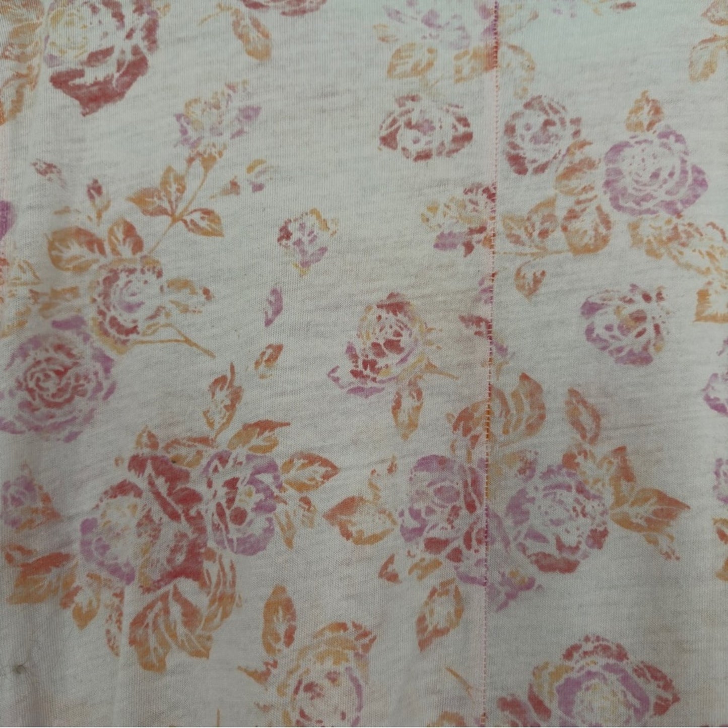 Free People Tourist Tee Floral Short Sleeve T-Shirt Top Crew Neck Slit Hem Light