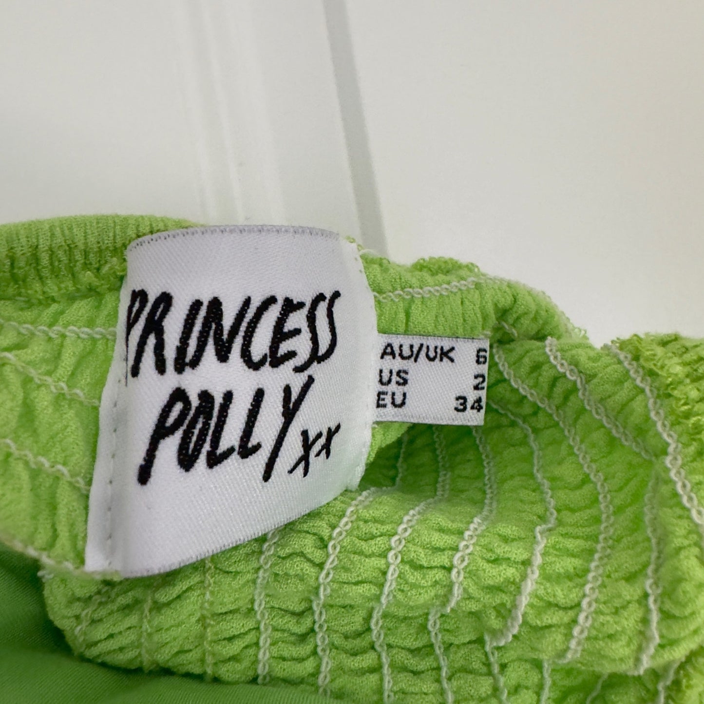 Princess Polly Darshan Top Lime cropped cinched ruched front cap sleeve v-neck 2