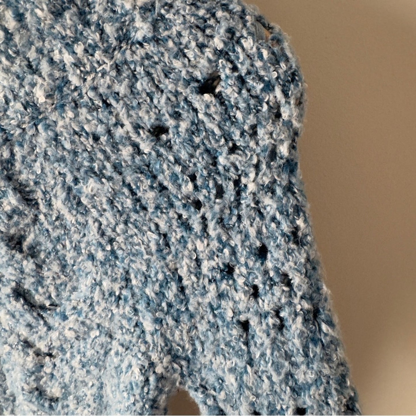 Free People Avalon Cropped Pullover Sweater in Blue Marine Long Sleeve open knit