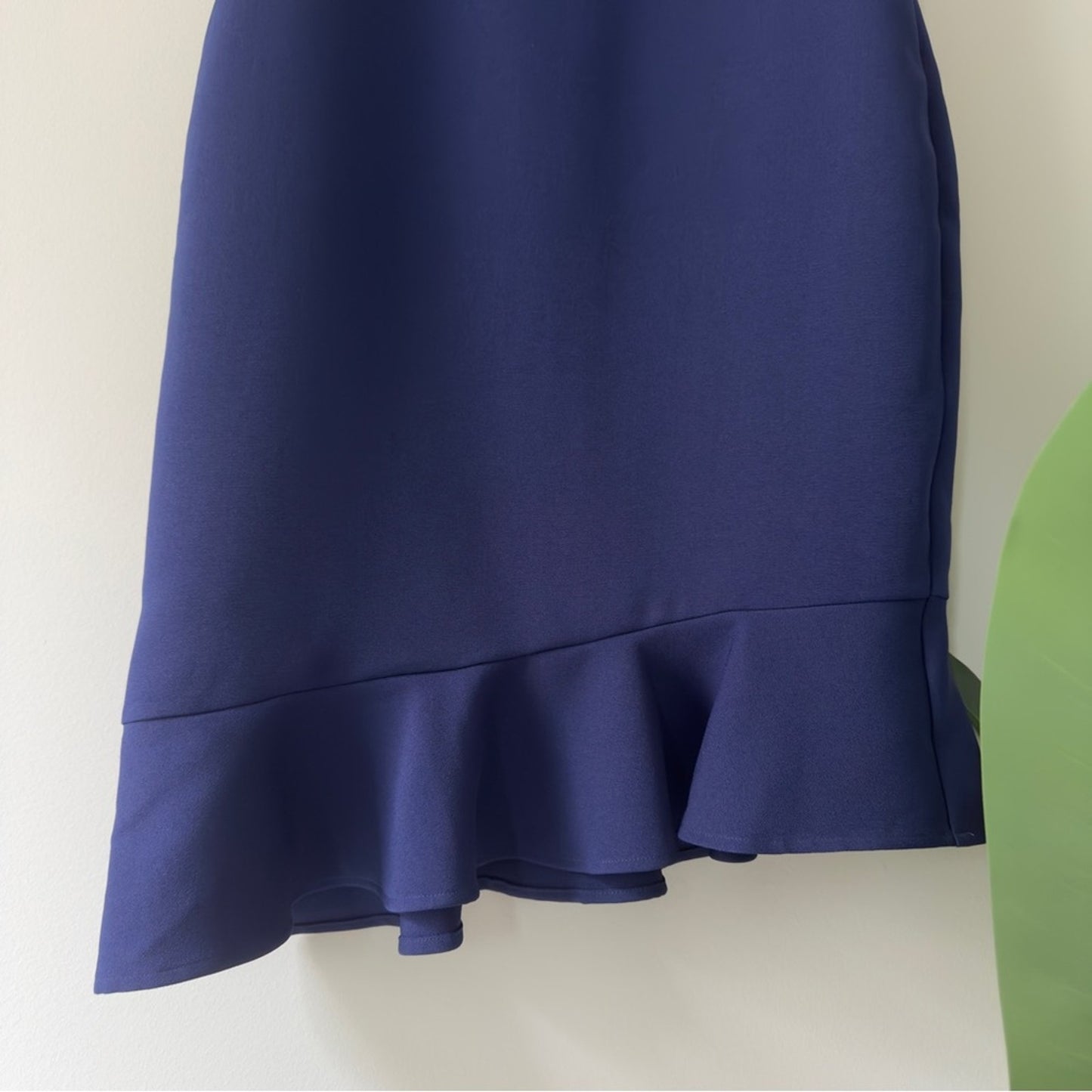 Express Blue asymmetric Ruffled hem Sheath Dress zip up back sleeveless V-neck 4