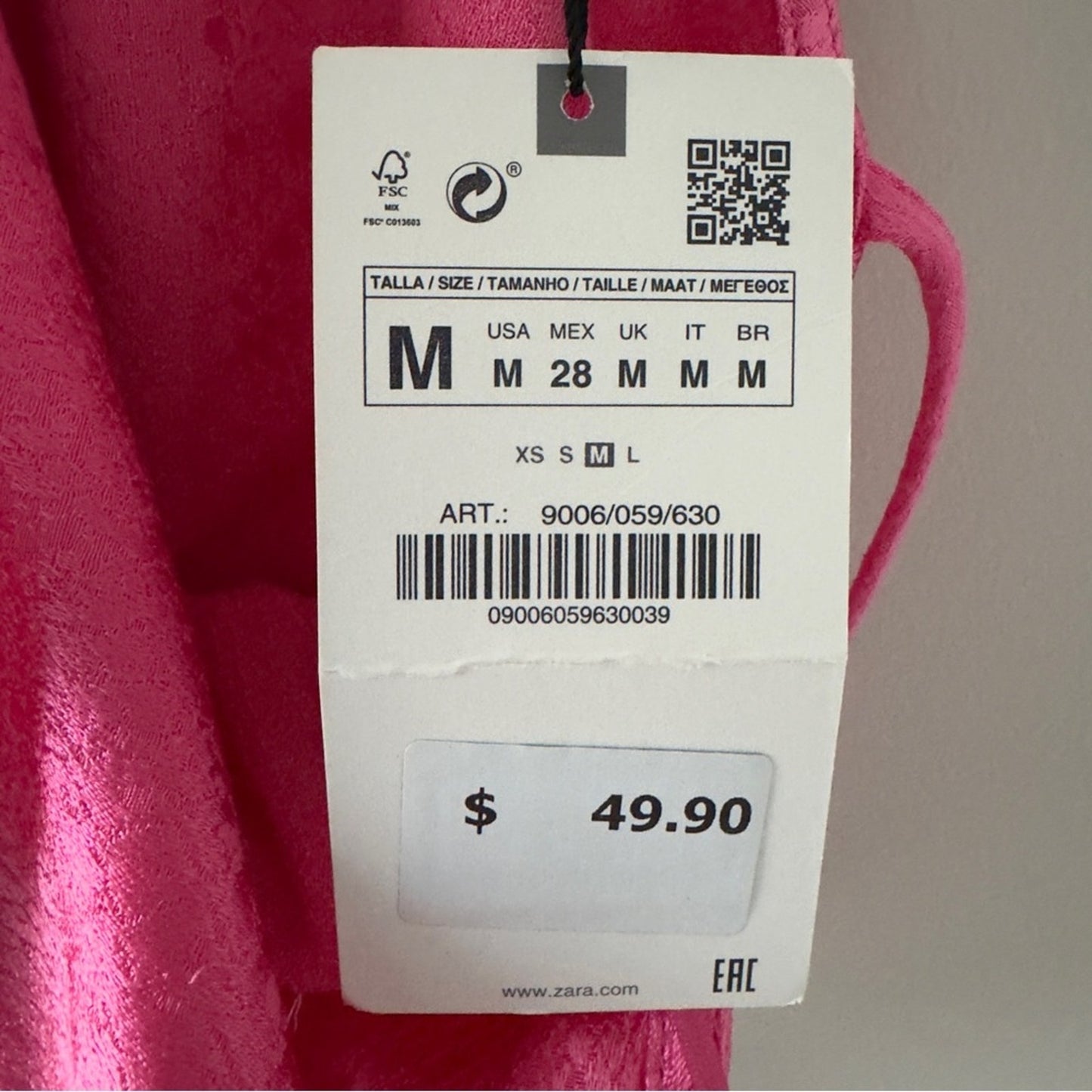Zara snake print Satin hot Pink Slip Dress faux wrap spaghetti straps mini party