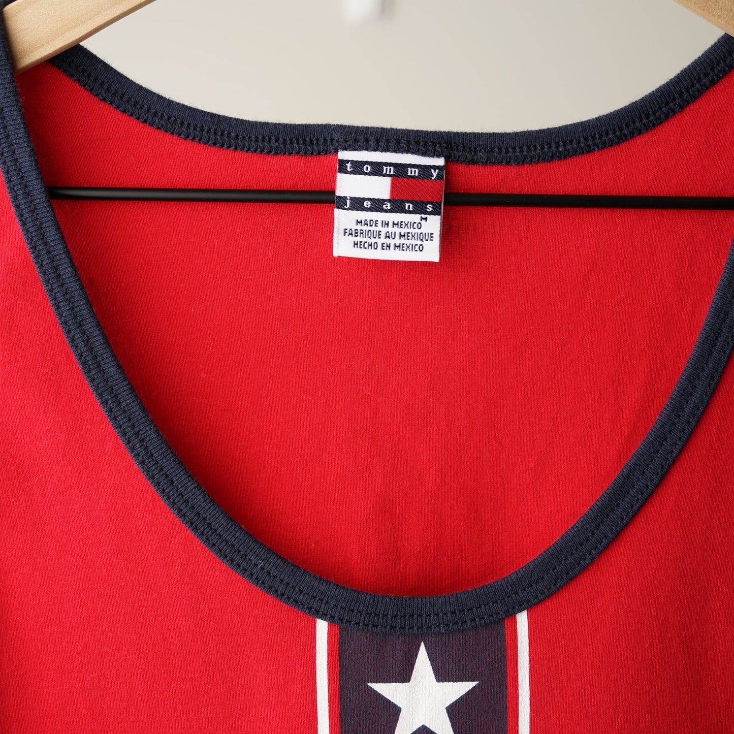 Vintage 2002 Tommy Hilfiger Jeans Tank Top 100% Cotton Red White Blue Stars Y2K