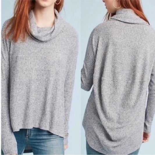 Anthropologie Saturday Sunday Oversized Gray Turtleneck Sweater Asymmetrical Hem