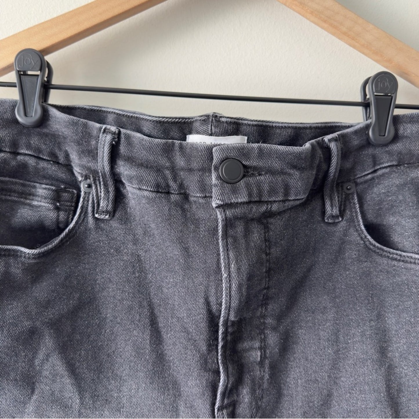 Good American Black Bootcut Jeans zip button denim solid belt loops pockets EUC