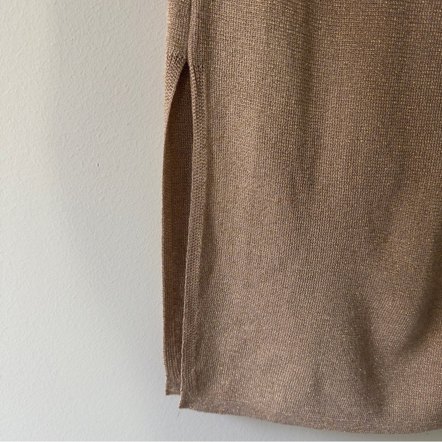 Revolve Superdown Tan fold shimmer Cowl Neck Slip Dress spaghetti strap metallic