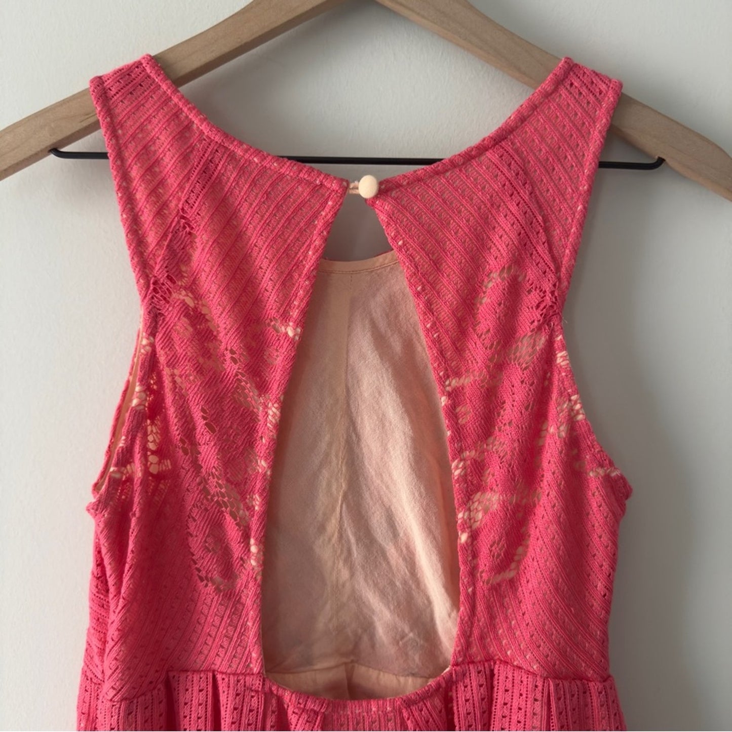 Free People Lace Rocco Dress Dusty Rose Pink cut out Backless mini dress cutout