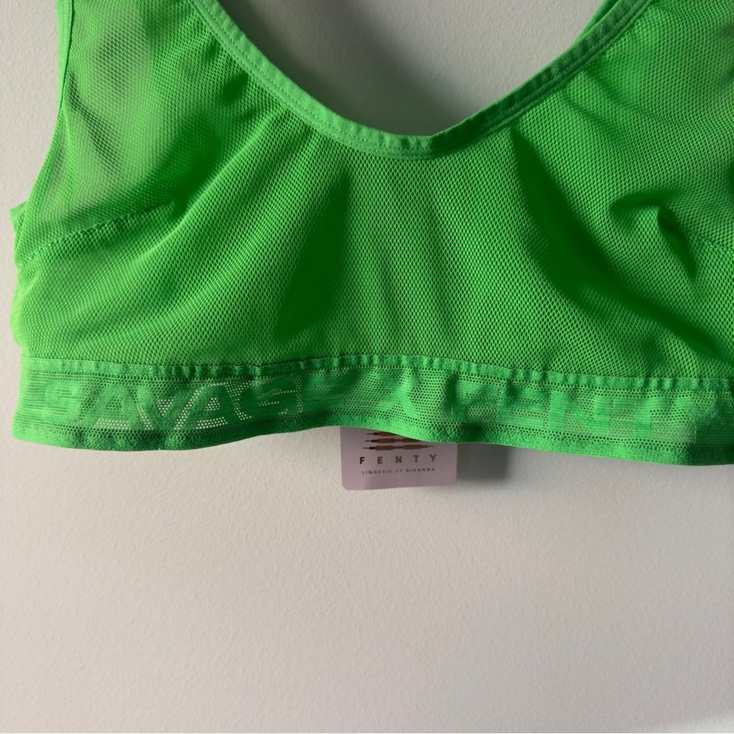 Savage X Fenty Green Women's Mesh Intimate Bra sports wireless lingerie sheer L