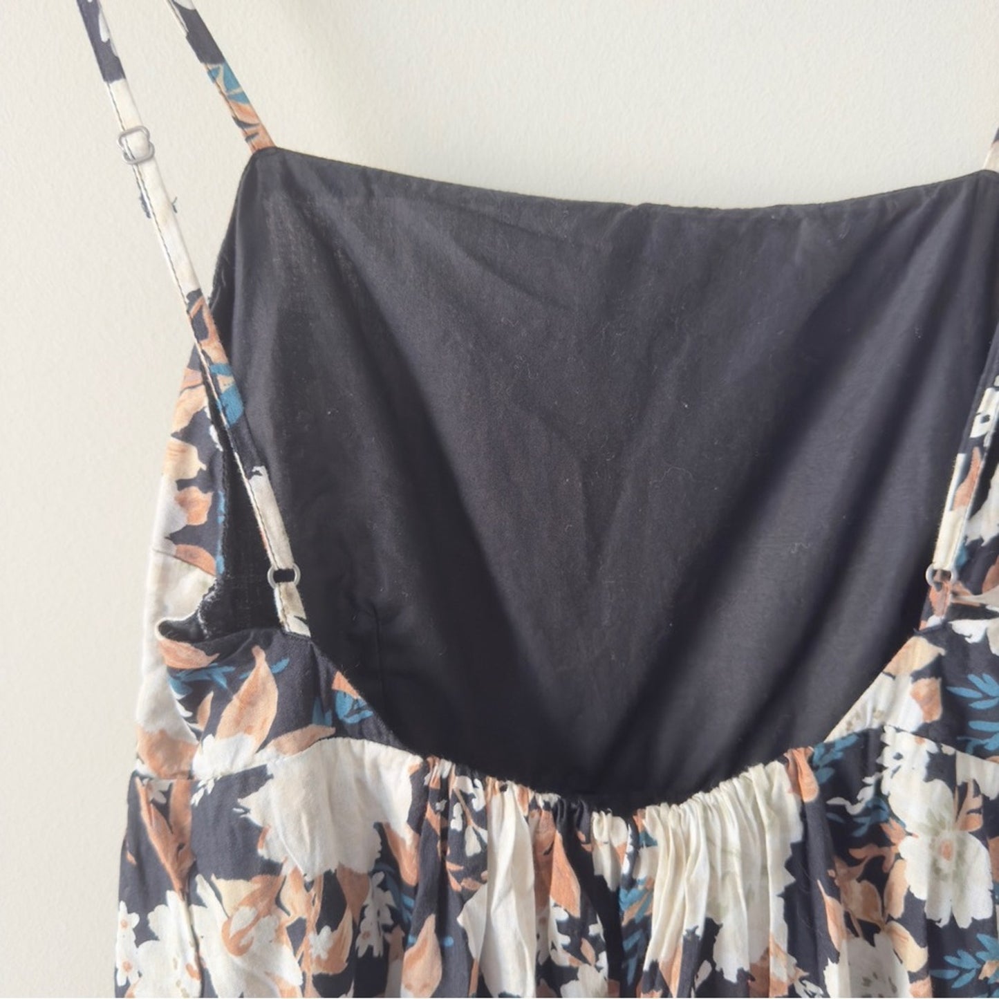 Abercrombie & Fitch 100% Cotton Tiered Floral Maxi Dress Adjustable Spaghetti S