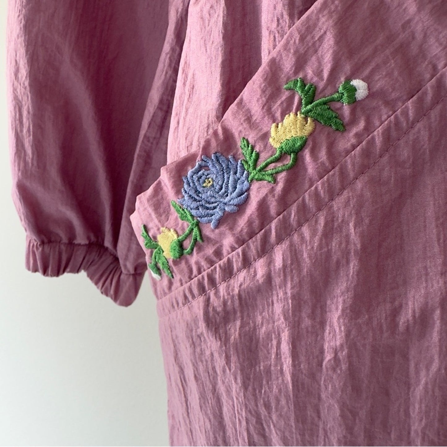 Vintage 90s Blair Floral Embroidery windbreaker Jacket Drawstring Waist full zip