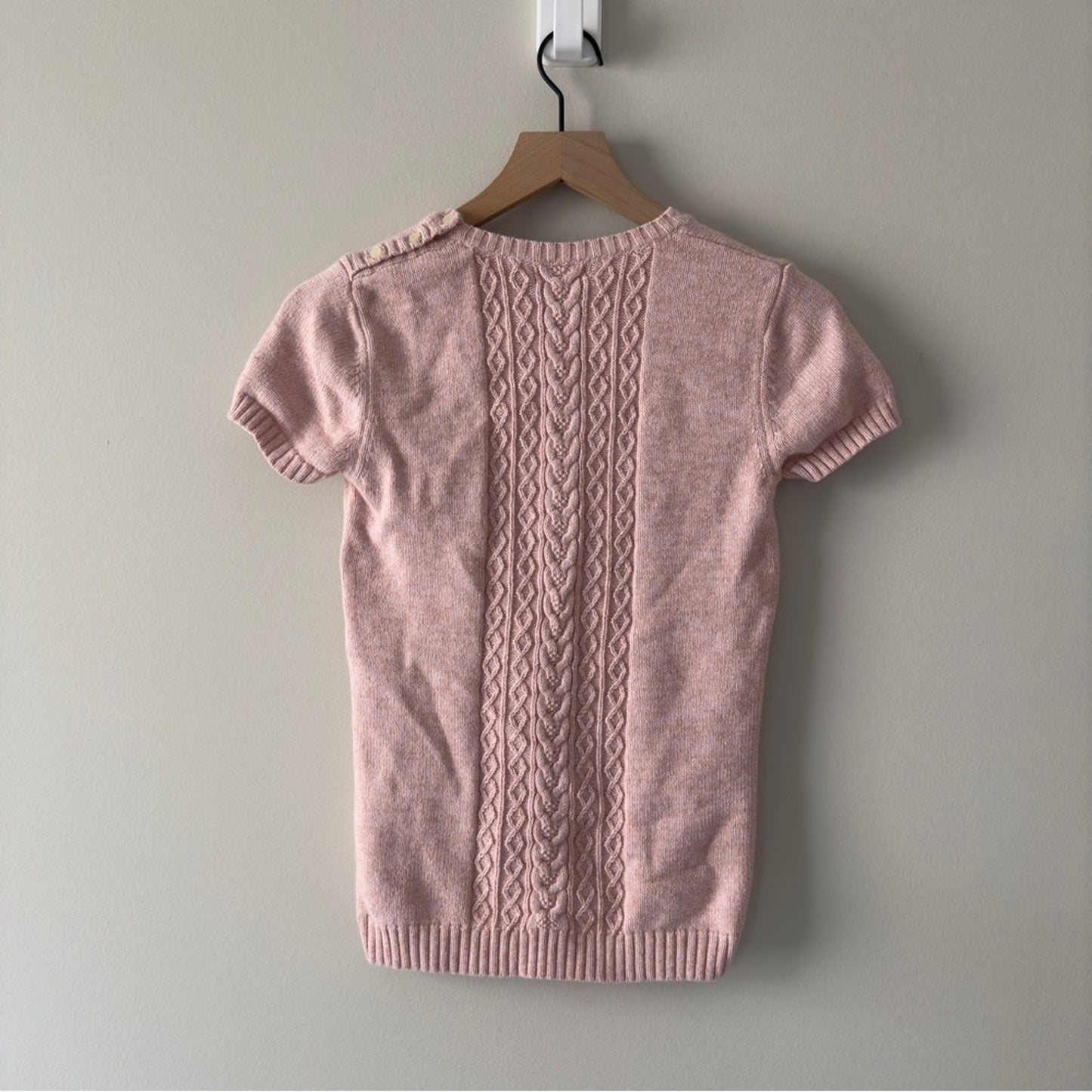 Lilly Pulitzer Pink Cable Knit Short Sleeve Sweater cotton/dehaired angora blend