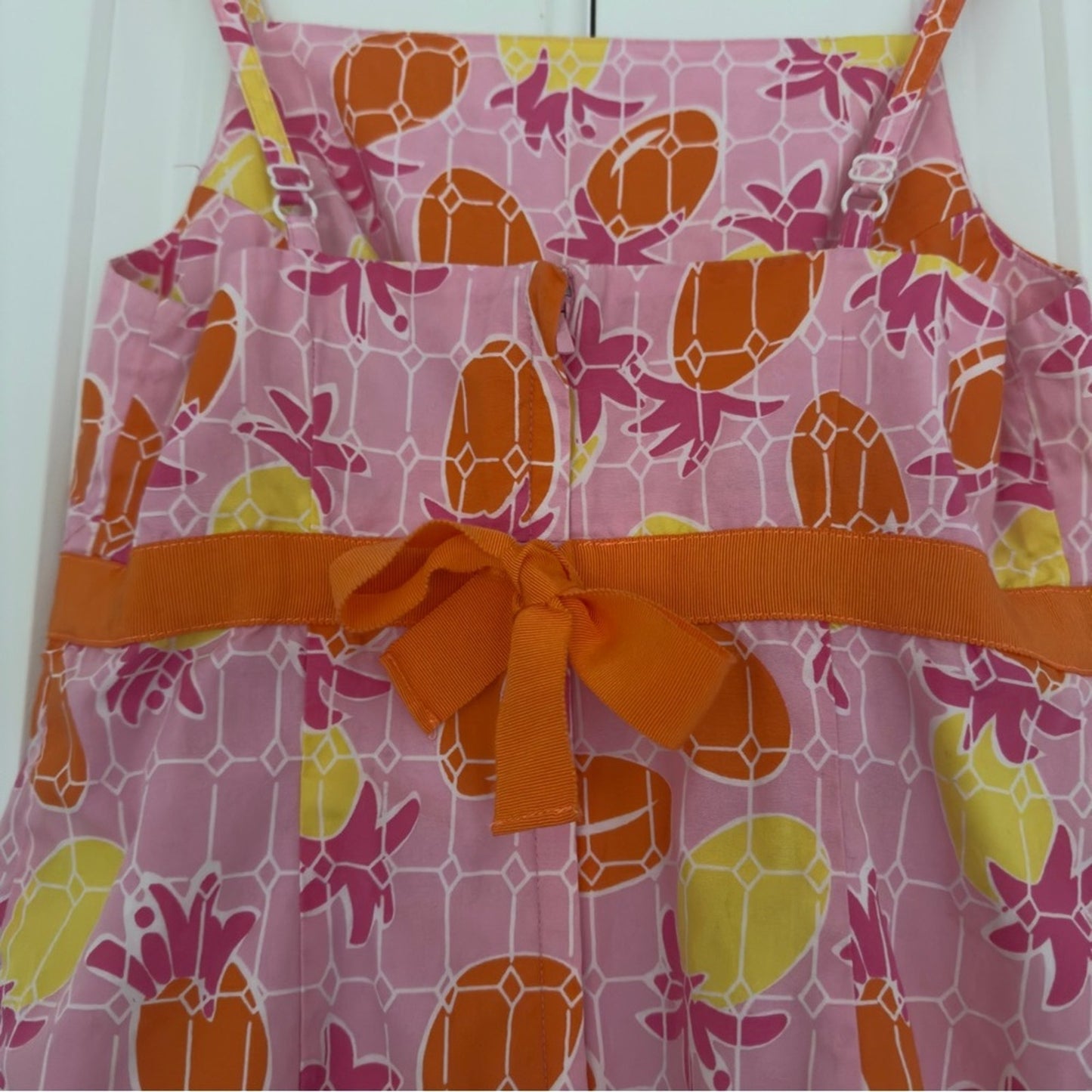 Lilly Pulitzer Vintage White Label Pineapple Dress Adjustable Spaghetti Straps 0