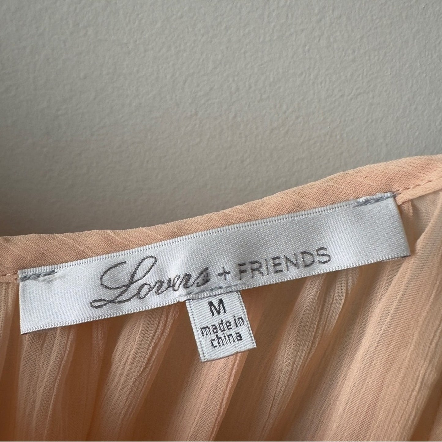 Revolve Lovers + Friends Cold Shoulder Pink Orange Ruffled Bell Sleeve Blouse M