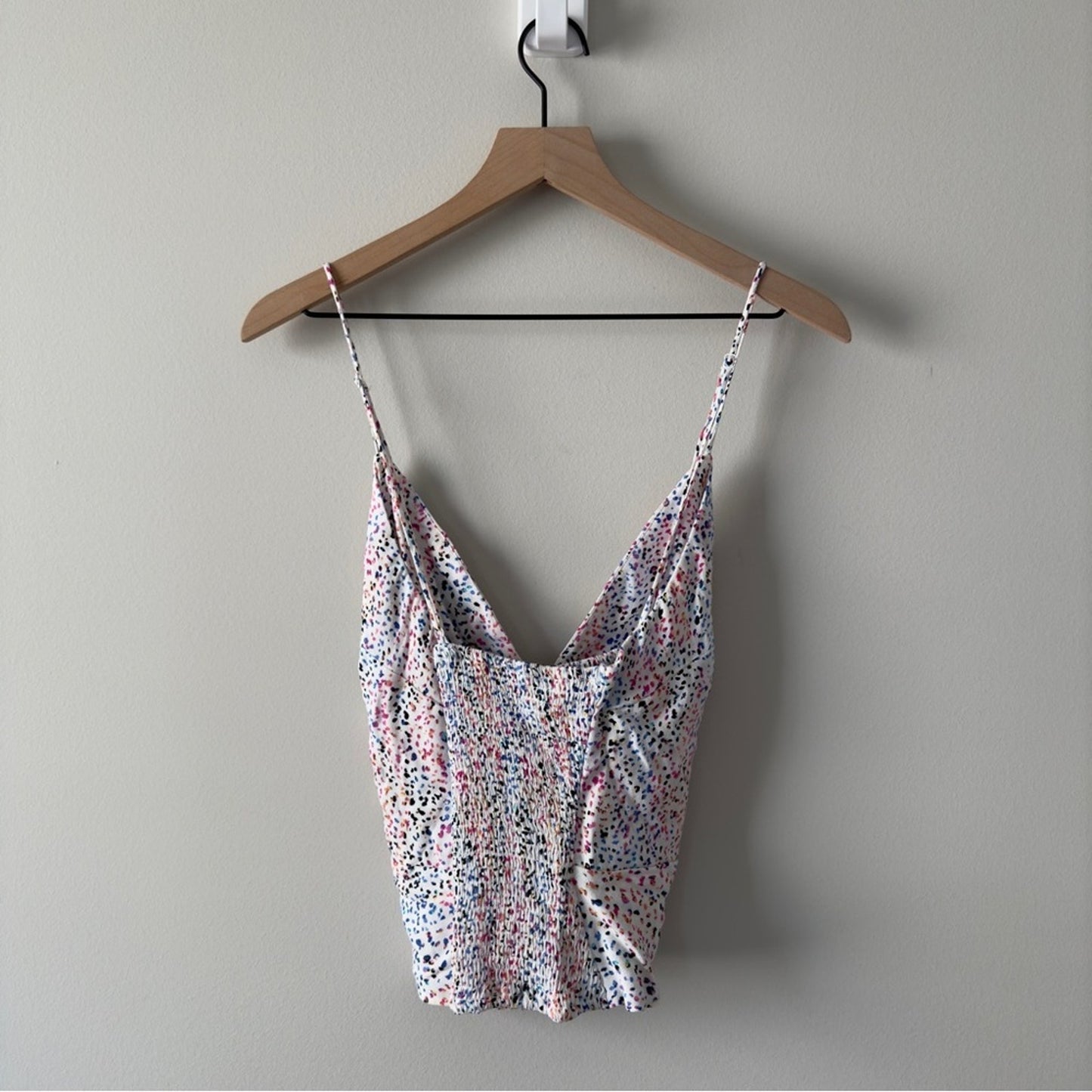 Revolve AFRM Multicolor Animal Print Crop Tie Front Camisole scoop v-neck smock