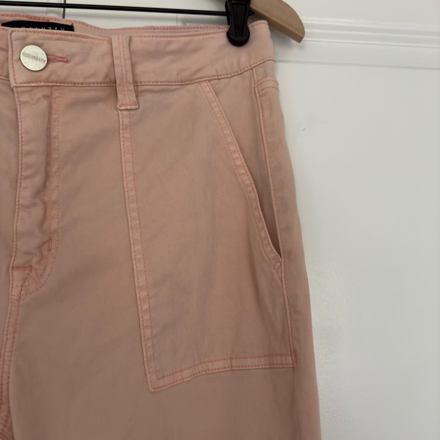 Sanctuary Denim Pale Pink cargo style pants zip button solid pockets zipper 31