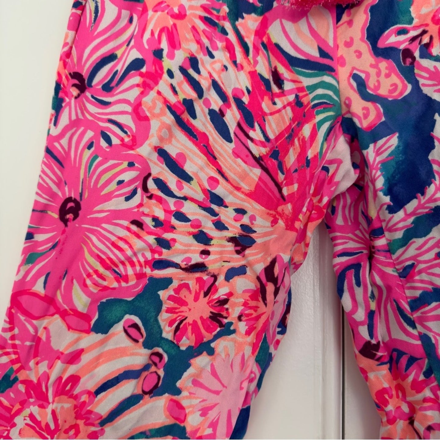 Lilly Pulitzer Underwater Print Jogger Pants Tassel Tie Adjustable Waist Preppy