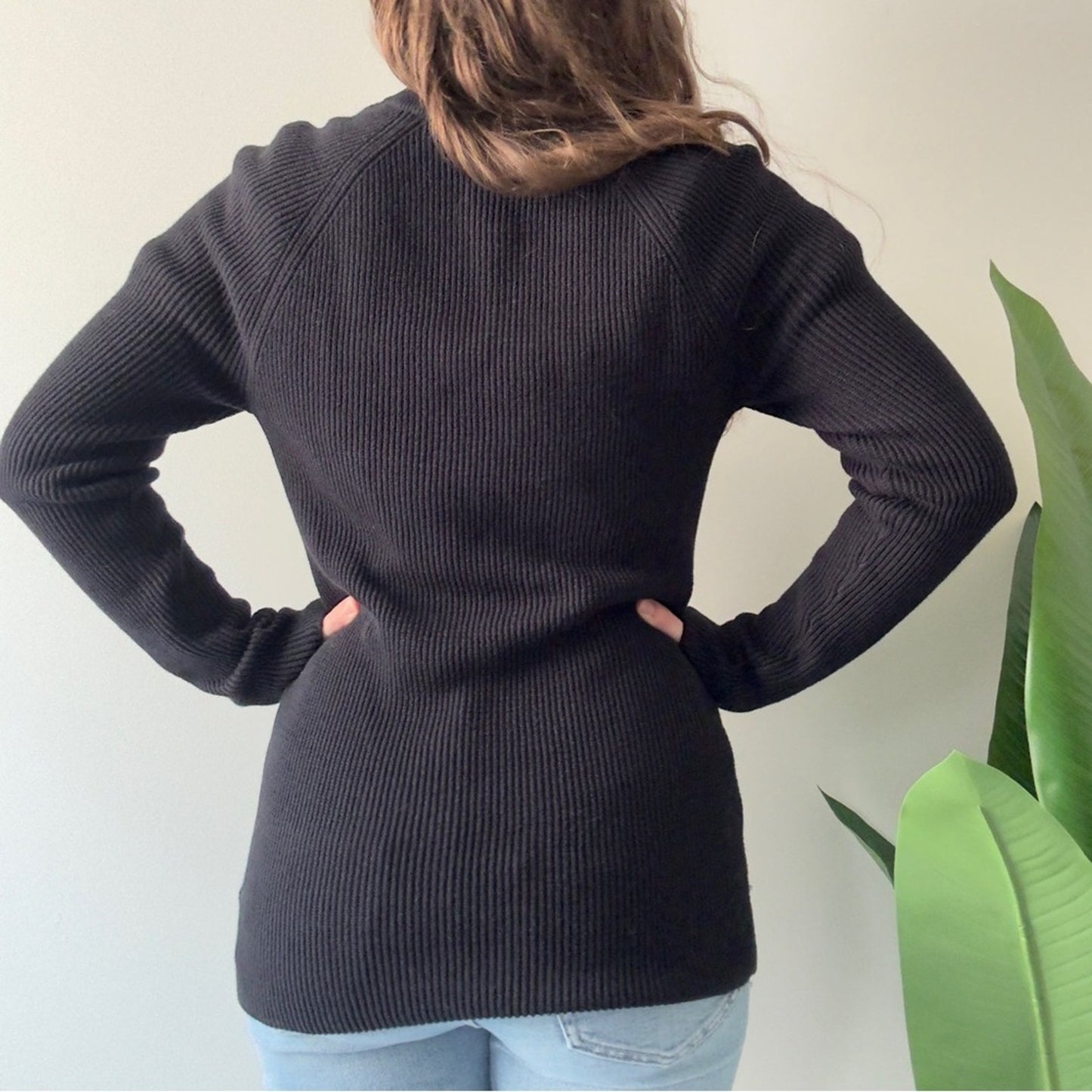 Express Black Half-Zip Turtleneck Sweater ribbed long sleeve classic fall winter