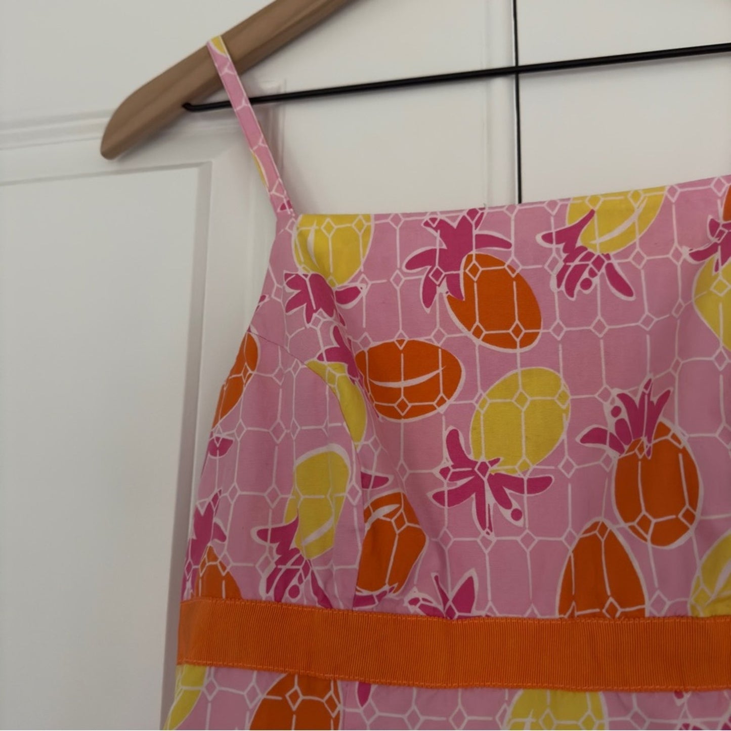 Lilly Pulitzer Vintage White Label Pineapple Dress Adjustable Spaghetti Straps 0