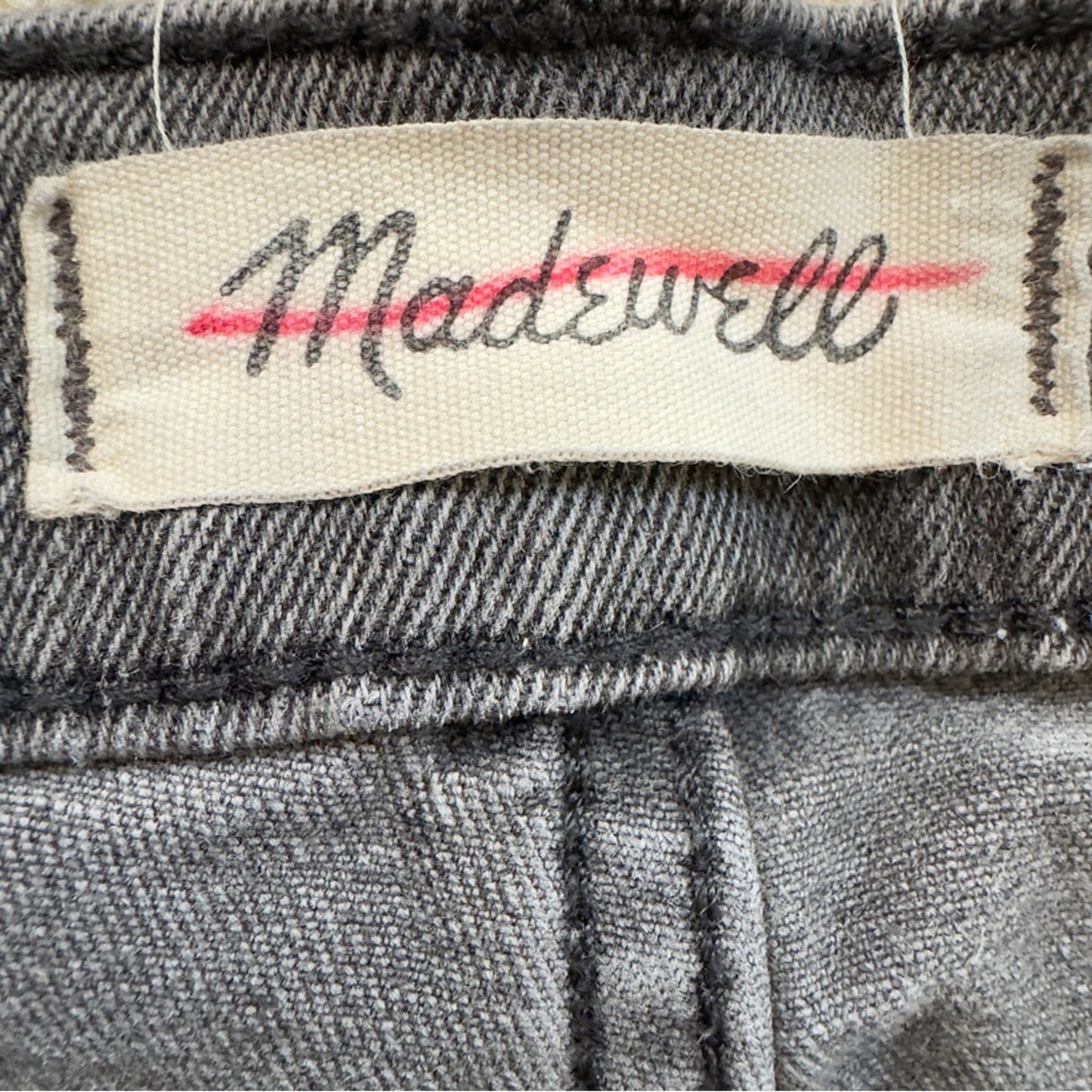 Madewell Classic Straight Jean Gray Jeans denim raw hem zip button pockets EUC
