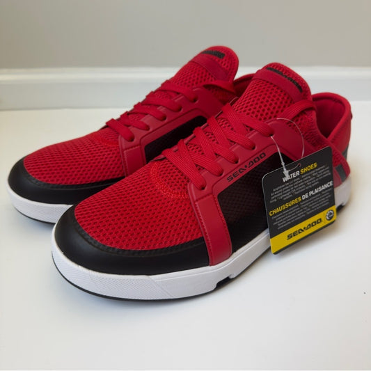Sea-Doo Water Shoes in Red Black jet ski Sneakers water sports drain holes mesh