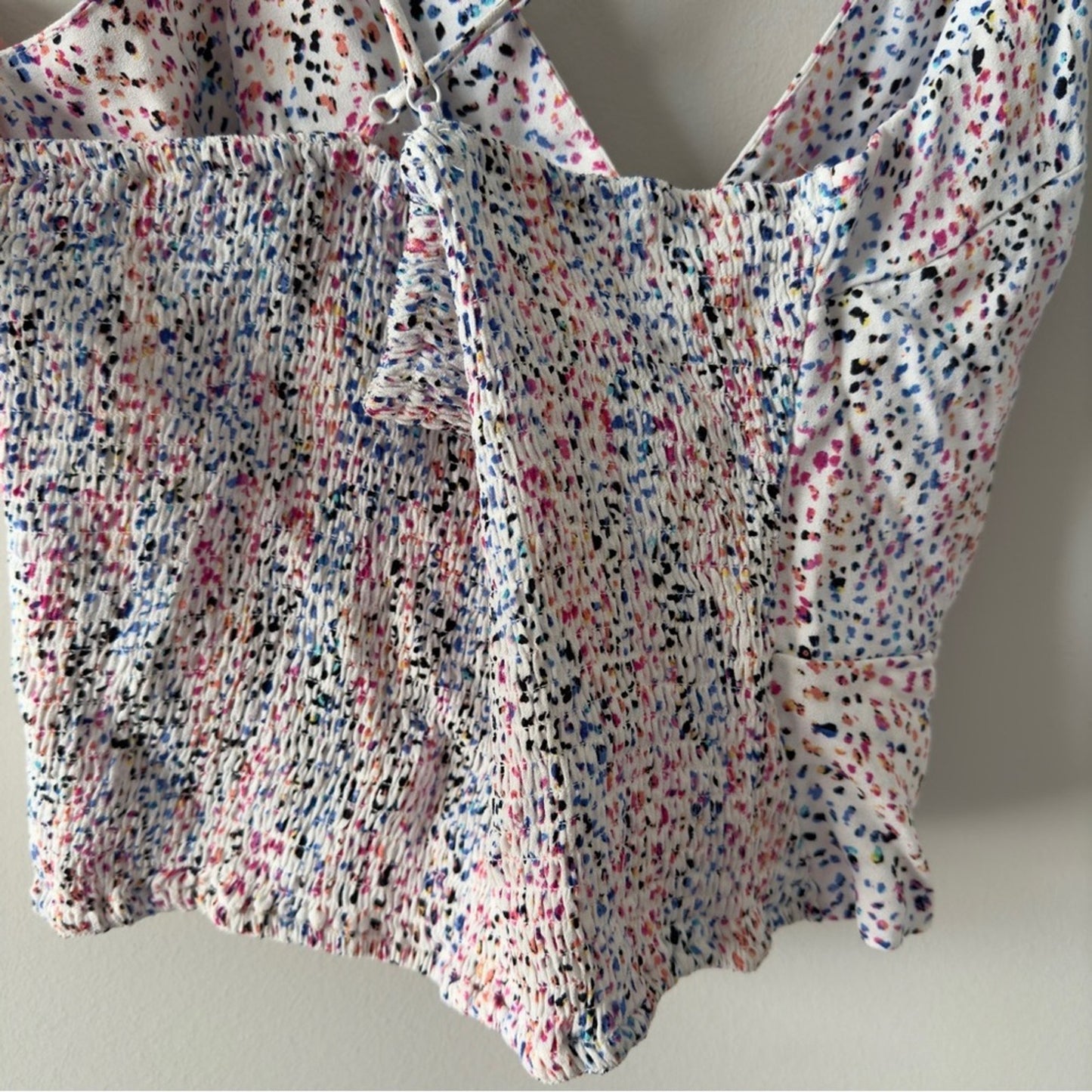 Revolve AFRM Multicolor Animal Print Crop Tie Front Camisole scoop v-neck smock