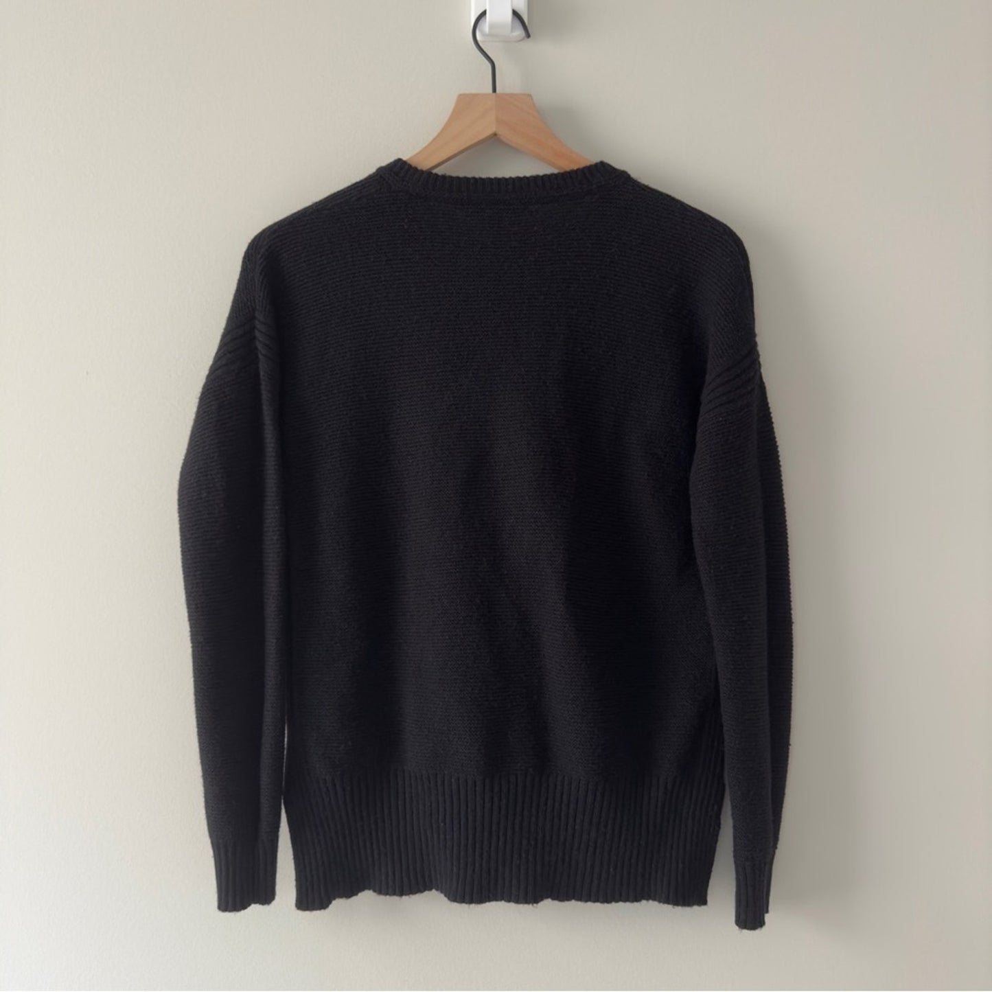 Madewell Tight Knit Pullover Sweater Cotton Blend Long Sleeve Crew Neck Black