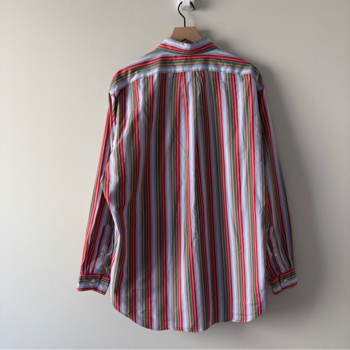 Ralph Lauren Blake 100% Cotton Striped Button Down Shirt Collared Colorful Large