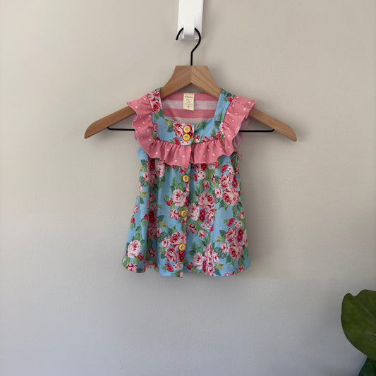 Matilda Jane Floral Button Down Girls’ Pajama Top Polka Dot Ruffle Polyester 2